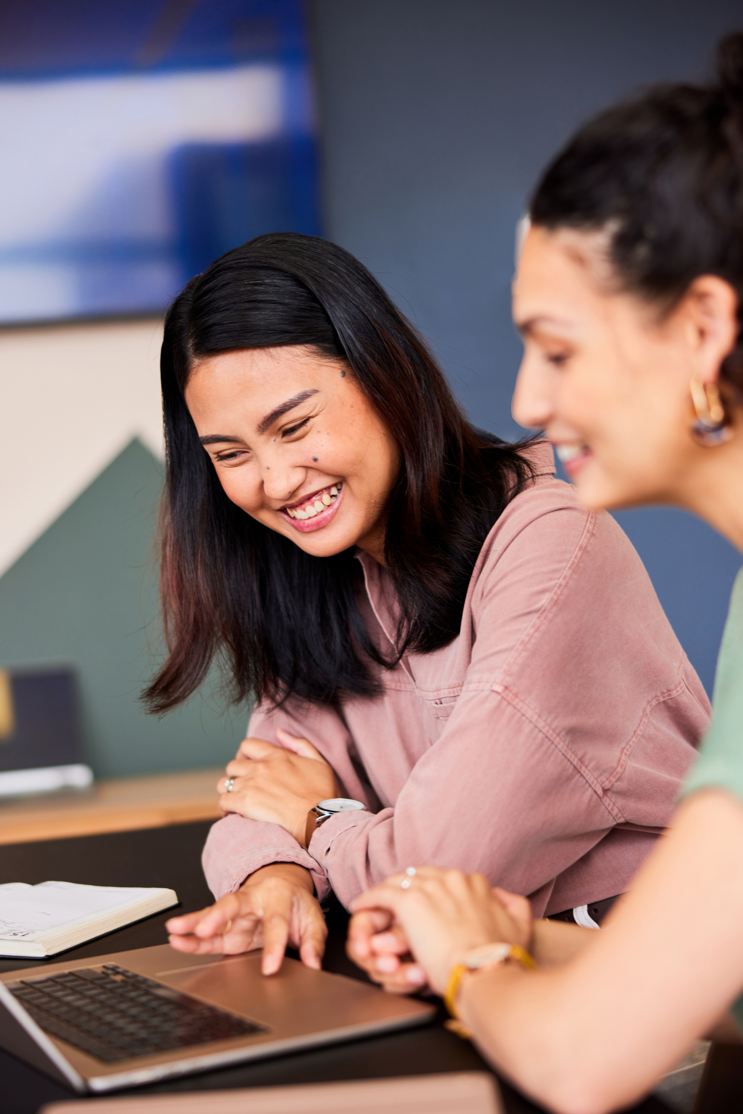 Ladies At Desk Talking
